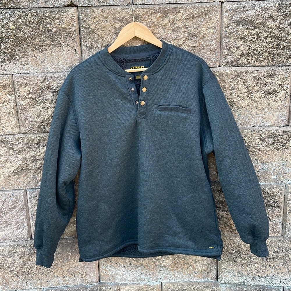 Stanley Sherpa Lined Quarter Snap Pullover w/ Front Chest Pocket - Size Men's L